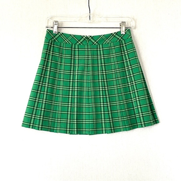 Aritzia Sunday Best Olive Micro Pleated Skirt in Green Plaid - Picture 3 of 6